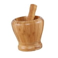 thumbnail image 2 of Tnarru Kitchen Wooden Mortar and Pestle Set Garlic Press Wide Mouth Kitchen Essential Reusable Garlic Ginger Grinder for Pepper Nuts L, 2 of 8