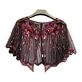 thumbnail image 4 of MEICHEN Shawl Wraps for Women, Women Cape Crochet Lace All Mesh Summer Beaded Sequin Flapper Dress Shawl for Party, Fall Winter Fashion Accessories, 4 of 6