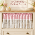 thumbnail image 6 of Plaid Lace Cafe Curtain, Light Filtering Rod Pocket Tier Curtain with Plaid, Small Window Treatment for Privacy, for Farmhouse Kitchen, Laundry Area and Small, Pink, 9.84 x 8.66 x 1.18 in, 1 Piece, 6 of 10