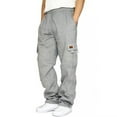 thumbnail image 2 of Cargo Sweatpants for Men Baggy Plus Size Drawstring Open Bottom Sweatpants Big and Tall Gym Workout Pants with Pocket Light Gray L, 2 of 5