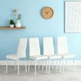 thumbnail image 3 of LHYY Modern Dining Chair Fireproof Leather Sprayed Metal Pipe Diamond Grid Pattern Restaurant Home Conference Chair Set (4 packs) white, 3 of 9