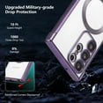thumbnail image 3 of Magnetic Case for Samsung Galaxy S22 Ultra Clear Case Cover [Compatible with Magsafe & Military Grade Drop Protection] Transparent Shockproof Slim Plated Phone Case - Purple, 3 of 13