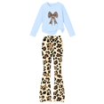 thumbnail image 6 of Amidoa Girls Sweatsuits 2pcs Sets Casual Fall Winter Clothes Cute Fleece Floral Print Sweatshirt and Slightly Flared Sweatpants Back to School Outfits Blue Size 9-10 Years, 6 of 7