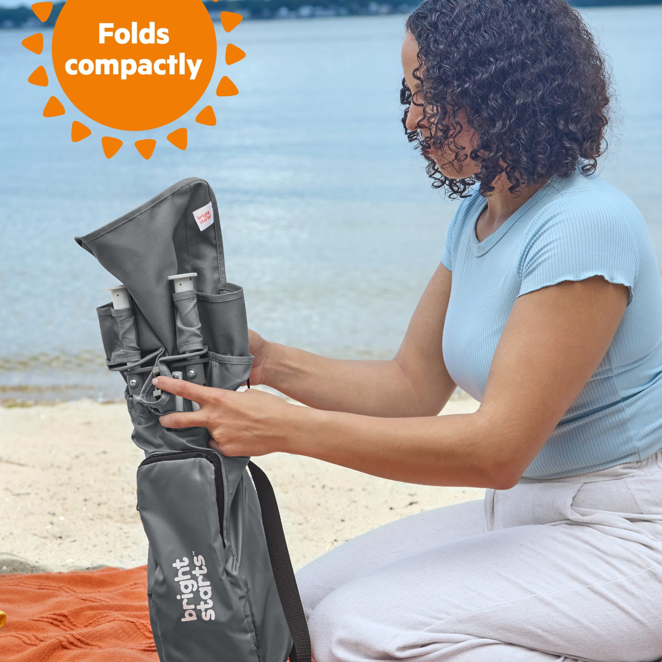 Bright Starts Pop 'N Sit Portable Booster, Grey, Infant to Toddler