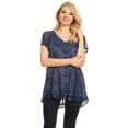 thumbnail image 5 of Sakkas Hope Embroidery And Seqiun Accents Summer Blouse - Navy - One Size Plus, 5 of 6