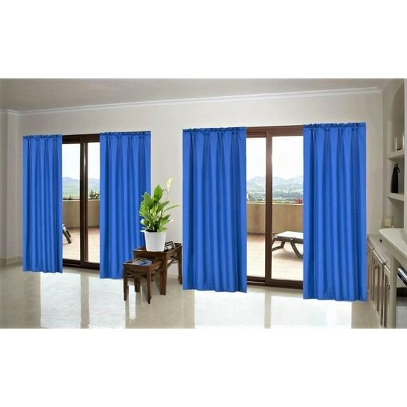 1 Set R64 blackout thermal rod pocket panel solid royal blue color treatment window 100% privacy for bedroom or any room size 35" wide X 63" length
