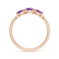 thumbnail image 2 of ANGARA Natural Floating Three Stone Amethyst Ring with Diamond Halo in 14K Rose Gold for Women (Size-5mm) | February Birthstone, Birthday, Anniversary, Jewelry Gift for Women | Natural Amethyst Ring, 2 of 9