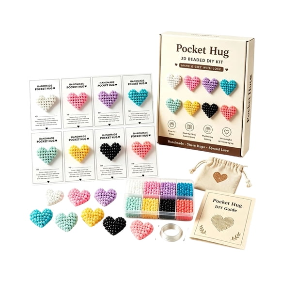 Câlin de Poche et Poche 3D Perlé Bricolage Cœur Perlé & Perlage avec Instructions Facile Fait Main Inspirant Artisanat de Perles Souvenir Portable Bricolage pour Adulte Débutant