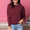 thumbnail image 2 of Blouses for women dressy casual Long Sleeve Japanese Cotton Soft Clothing L Red womens blouses, 2 of 5