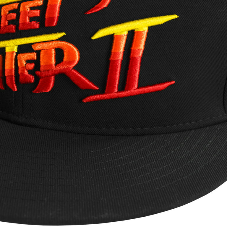 Capcom Street Fighter II Logo Flat Brim Snapback Hat - Black 