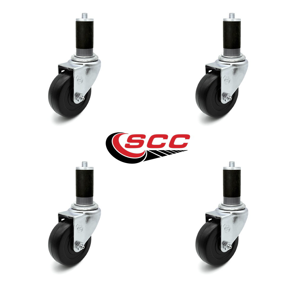 Service Caster 3” x 1.25" Hard Rubber Wheel Swivel Casters w/13/8