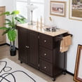 thumbnail image 4 of Gymax Drop-Leaf Kitchen Island Trolley Cart Wood Storage Cabinet w/ Spice Rack Brown, 4 of 10
