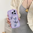 thumbnail image 3 of Compatible with iPhone 16 Pro Max Phone Case,Glitter Bling Shiny Star Sequin Butterfly Printing,Matte Cute Curly Wavy Frame,Shockproof Anti-fall Soft TPU Aesthetic Clear Phone Case,Purple, 3 of 11