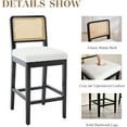 thumbnail image 5 of Guyou Counter Height Bar Stools Set of 2, 26" Farmhouse Wooden Rattan Bar Stools, Modern Linen Upholstered Breakfast Barstools, Boho Wicker Woven Kitchen Island Chairs for Bar Bistro, Beige, 5 of 9