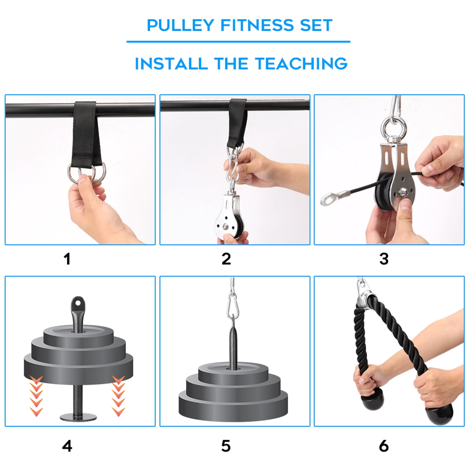 Fitness Pulley Cable Machine Attachment System Loading Pin Lifting Arm Biceps 