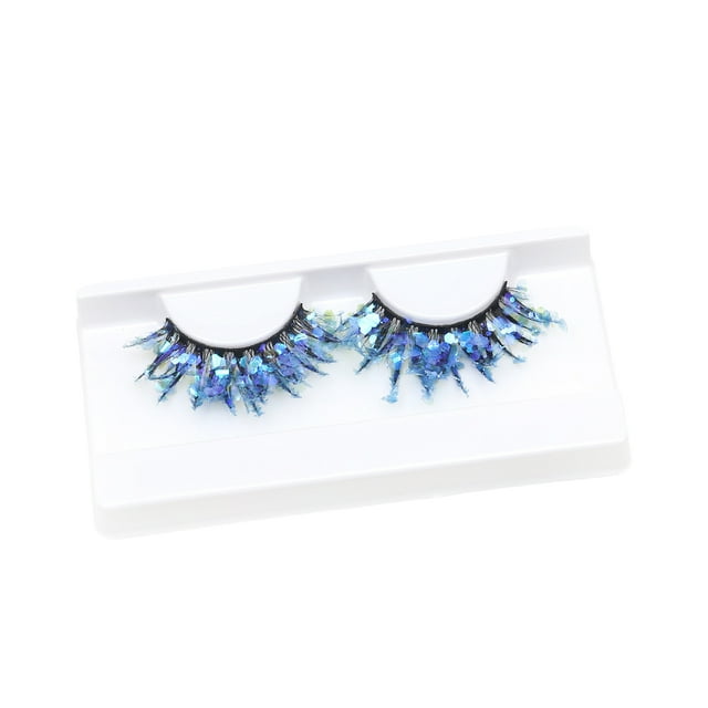 Decodeary 2 Pcs Style de Vacances avec Cils Pailletés avec Paillettes Professionnel Q-01