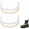 thumbnail image 1 of Cadenas con adornos para zapatos, 36 cm (14,17 pulgadas), pulsera de metal, decoración para botas con perlas, ideal para personalizar zapatos casuales., 1 of 9