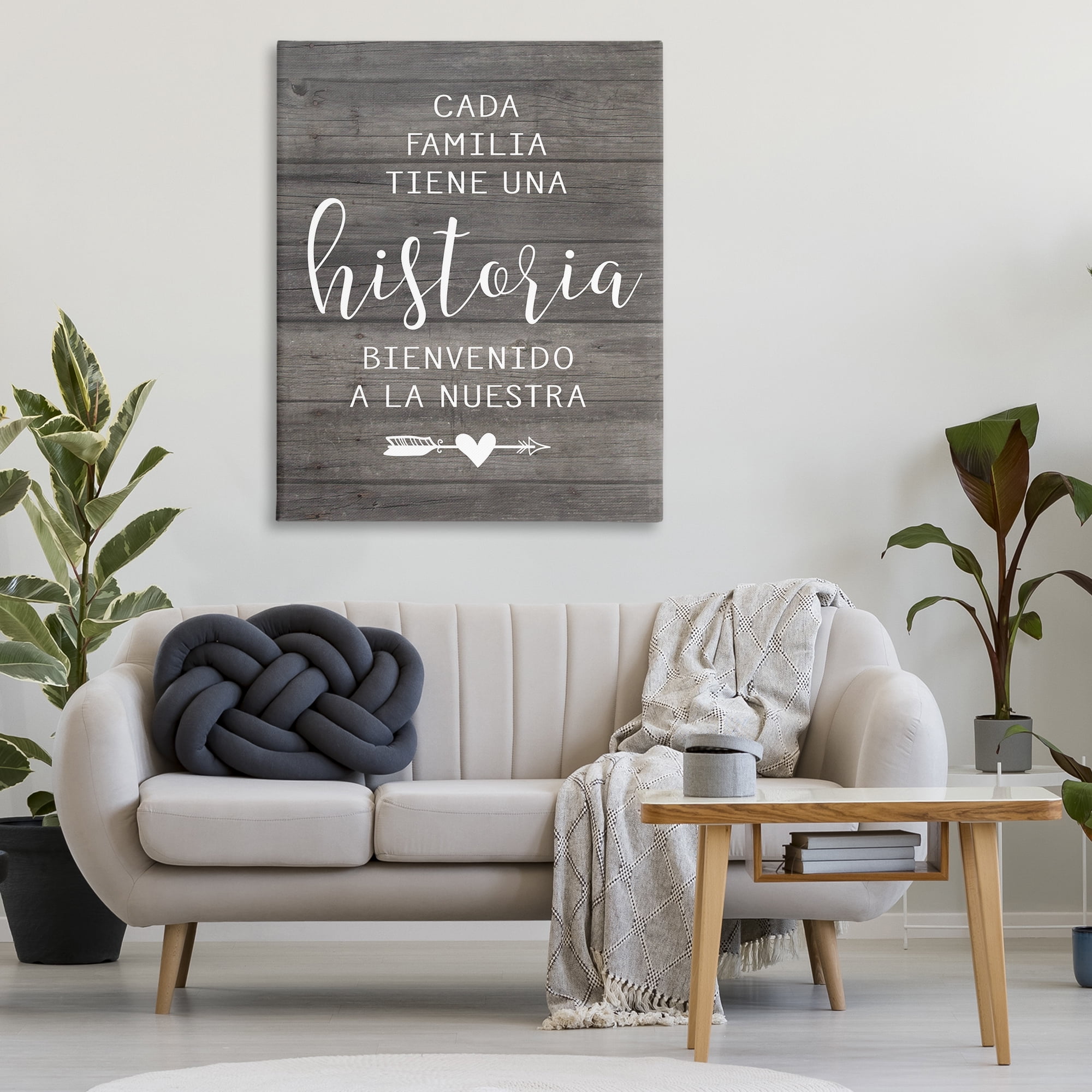 Stupell Industries Nuestra Historia Familiar Inspirational Quotes & Sayings Painting Wrapped Canvas Art Print Wall Art, 36 x 48