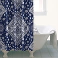 thumbnail image 4 of Blue and White Ethnic Floral Pattern Shower Curtain 36"x72" ,Bathroom Decorative Shower Curtains Set with 12 Hooks,Modern Waterproof Washable Shower Curtain, 4 of 6
