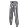 thumbnail image 3 of Aayomet Mens Work Pants Print Pants Drawstring Pocket Leggings Pant Trousers (Silver, M), 3 of 5