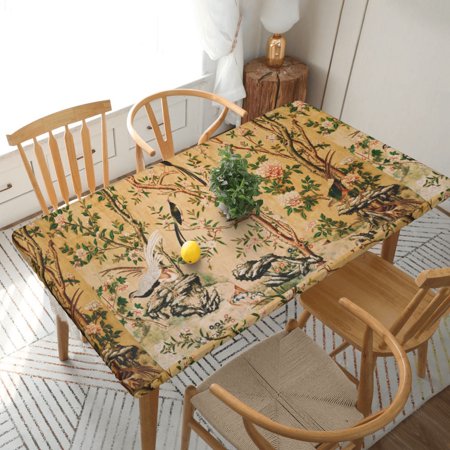 

Home Deluxe Tablecloth Bird Waterproof Elastic Rim Edged Table Cover- For Christmas Parties And Picnics 5ft