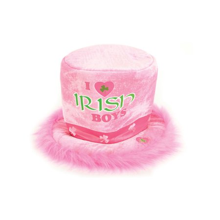St Patricks Day Pink Green I love Irish Boys Plush Costume Hat