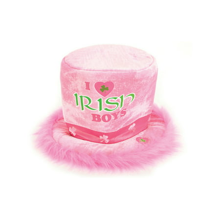 St Patricks Day Pink Green I love Irish Boys Plush Costume Hat