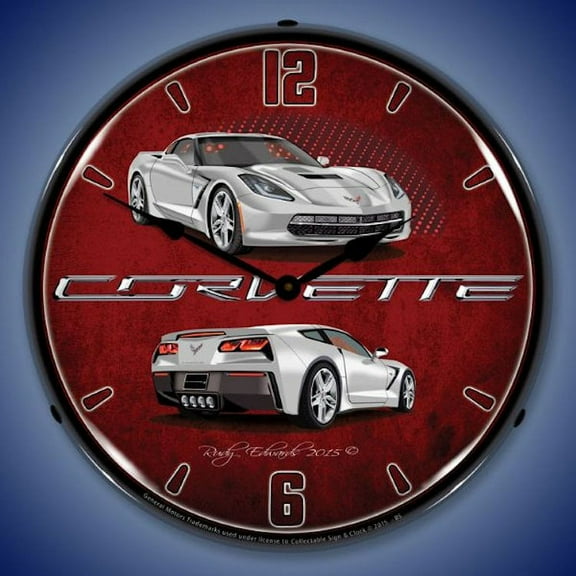 C7 Corvette Lighted Clock - Blade Silver