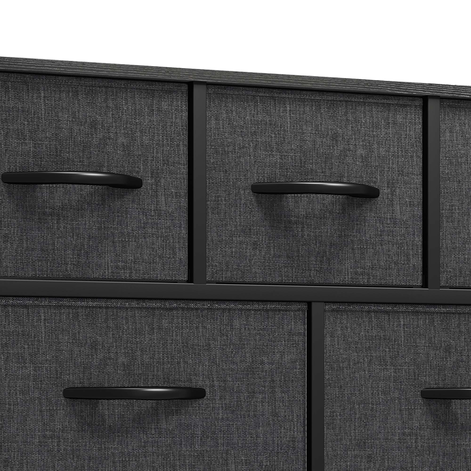 Uforic Wide 5 Drawer Storage Organizer Wooden Top Shelf for Closets, Black Grey