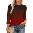 thumbnail image 2 of Dressy Tunics for Leggings! Comdrip 3/4 Length Sleeve Womens Tops Round Neck Casual Tunic Tops Basic Pleated Shirts Loose Fit 2025 3/4 Sleeve T Shirts for Women Wine M, 2 of 6