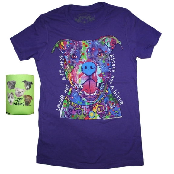 Lover Not A Fighter Kisser Not A Biter Womens' Shirt & Can Holder Multi-Pack Gift Set (Small)