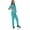 Teal, variant on V Neck Unisex Scrub Set, Top and Pants Lightweight Stretch Fabric for Home Attendant and Nurse Uniform