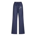 thumbnail image 2 of Eashery Pants for Women Casual Plus Size Plus Size Cargo Pant Smocked Waist Linen Pants Women'S Cargo Pants (Print Color,Navy,XXL), 2 of 3