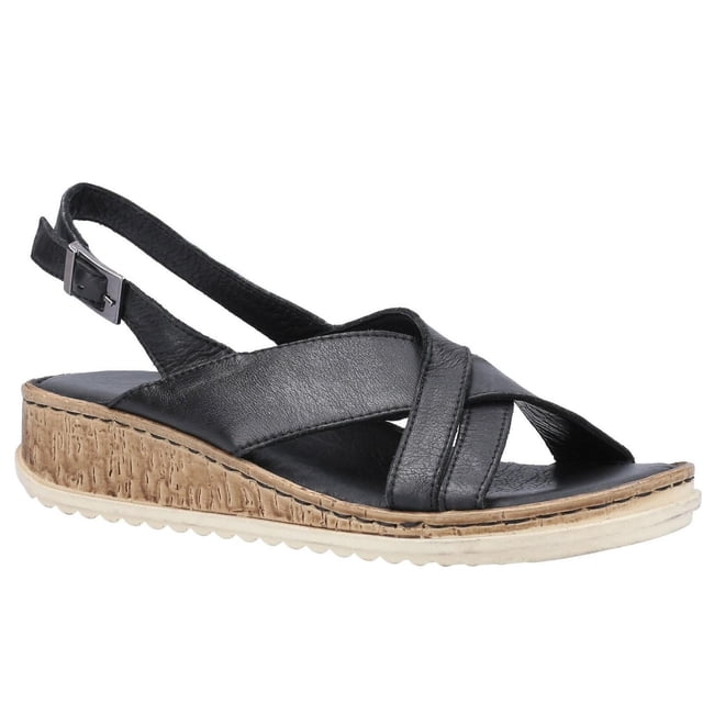 Hush Puppies Womens Elena Leather Wedge Sandal