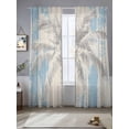 thumbnail image 2 of Palm Tree Sheer Curtains 84 Inch Length 2 Panels Set, Blue Tropical Plant Summer Retro Wood Plank Voile Window Treatment Rod Pocket Curtains Sheers Drapes for Bedroom/Living Room/Kitchen 52"x84"x2, 2 of 7