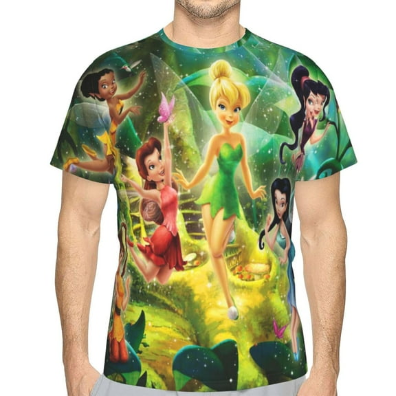 Unisex Adult Tinker Bell T-Shirts, 3D Graphic Novelty Shirts Crewneck Short Sleeve Tees for Men Women