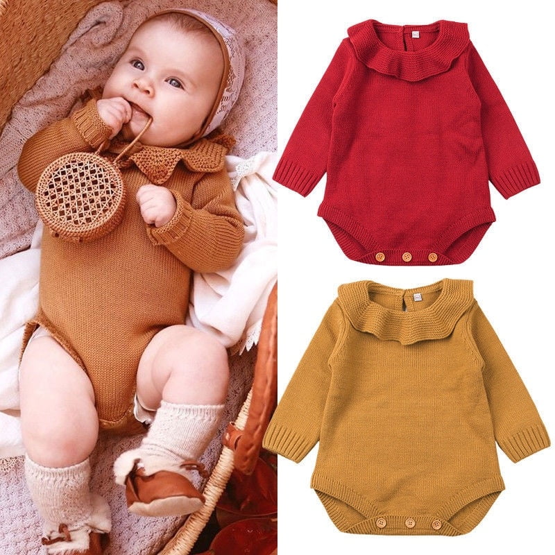 US Seller Kid Baby Boy Girl Knitting Wool Romper Bodysuit Jumpsuit Outfits Set 