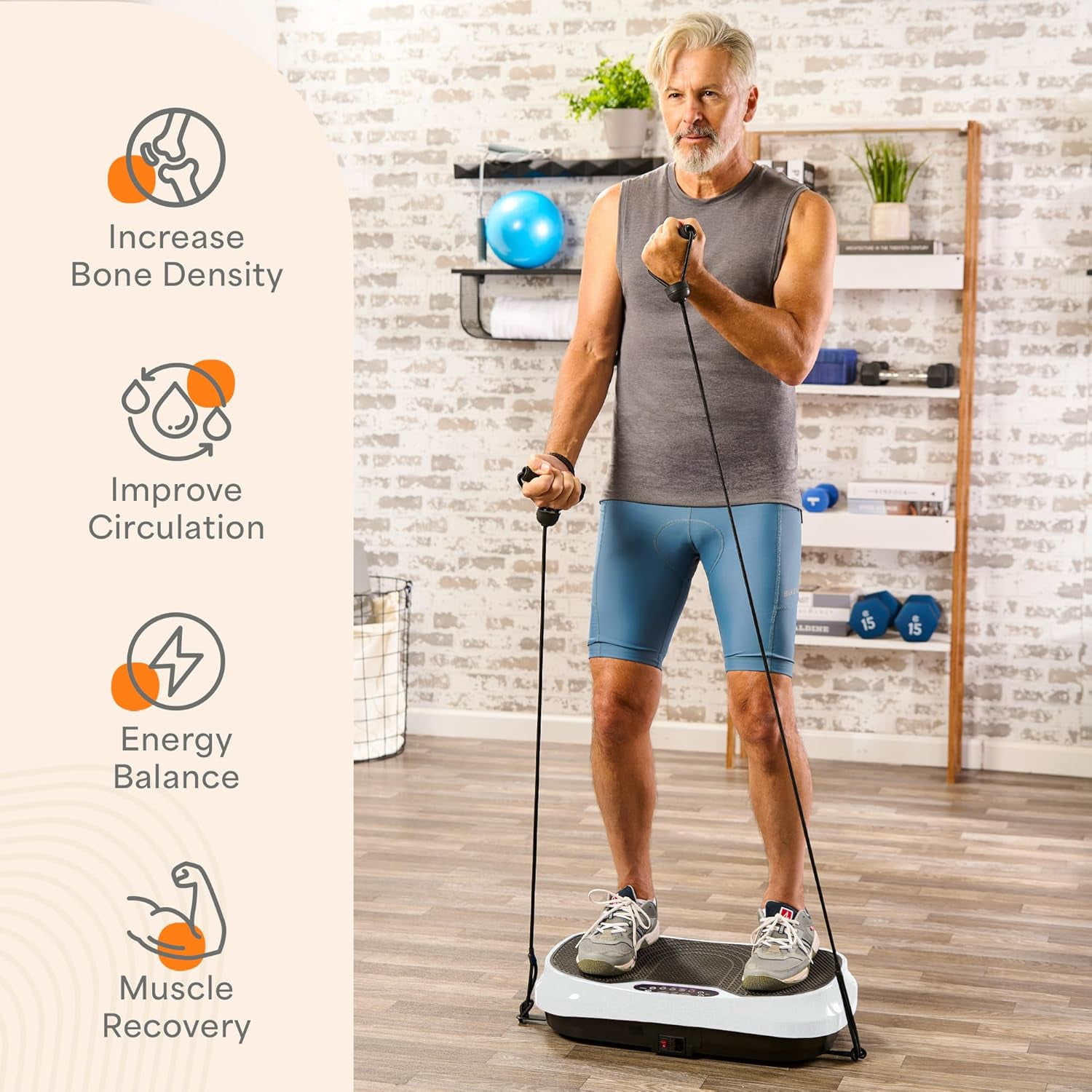 Lifepro Waver Mini Vibration Plate Exercise Machine – Whole Body Vibrating Plate Machine for Lymphatic Drainage, Muscle Toning & Recovery with Resistance Bands & Remote - White