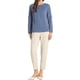 thumbnail image 2 of Blusa de gasa para mujer Inspire Chic con cuello de ojal, mangas de patchwork, elegante para el trabajo, talla S azul, 2 of 6