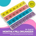 thumbnail image 5 of Monthly Pill Organizer - 28 Day Monthly Pill Planner to Separate Pills & Vitamins Week to Week, Travel Medication Reminder Daily Monday to Sunday Compartments, 5 of 5