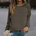 thumbnail image 2 of Sweaters For Women Oversized Striped Crewneck Long Sleeve Comfy Loose Hoodless Casual Sweatshirt L Womens Sweaters, 2 of 5