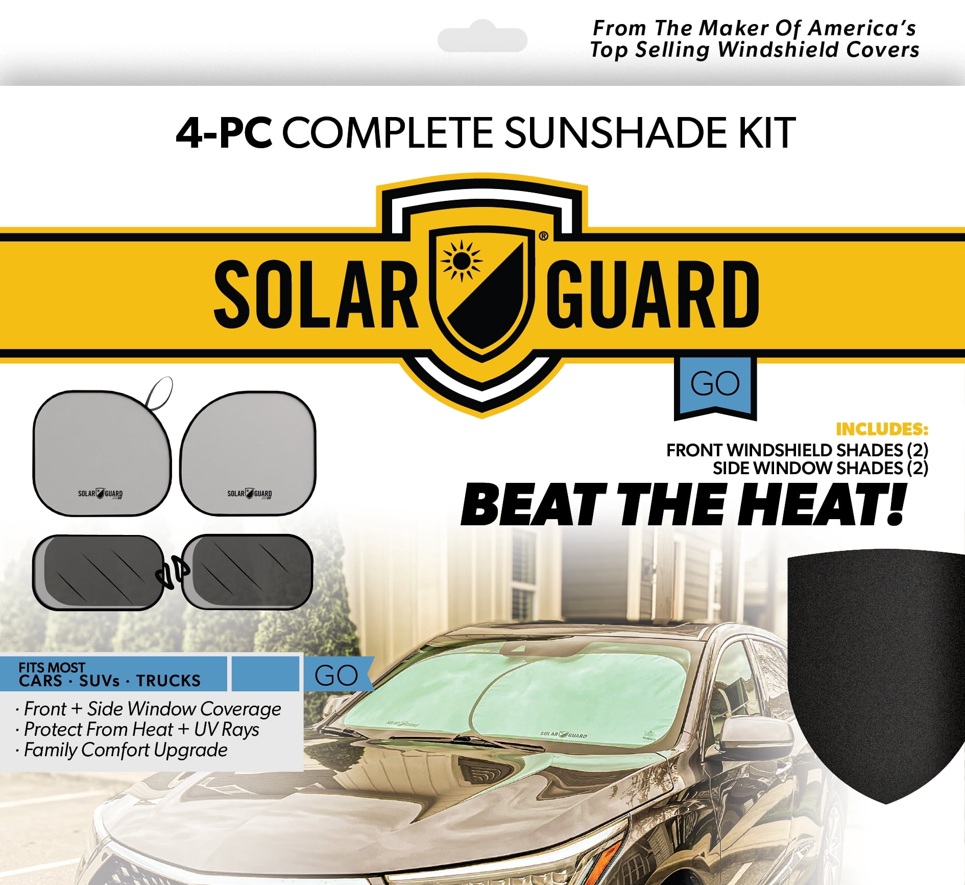 SolarGuard 4-Piece Automotive Reflective Sunshade Kit for Windshield and Side Windows