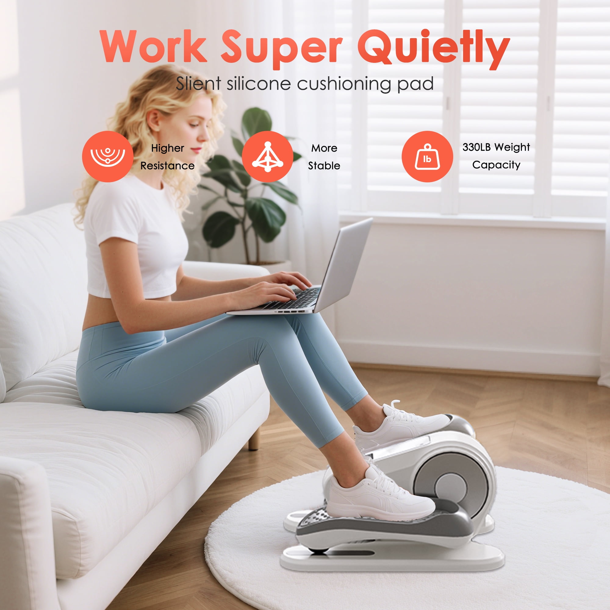 Acpouw Under Desk Elliptical Machine for Seniors & Rehab – 12 Speeds, Remote, Silent, Bidirectional Pedals
