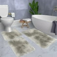 thumbnail image 7 of 3-Piece Mixed Color Bathroom Rug Set - Soft Plush Velvet Fleece Non-Slip Bath Mats for Toilet & Shower - Water Absorbent Washable Dark Blue Gray Red Pink Brown, 7 of 7