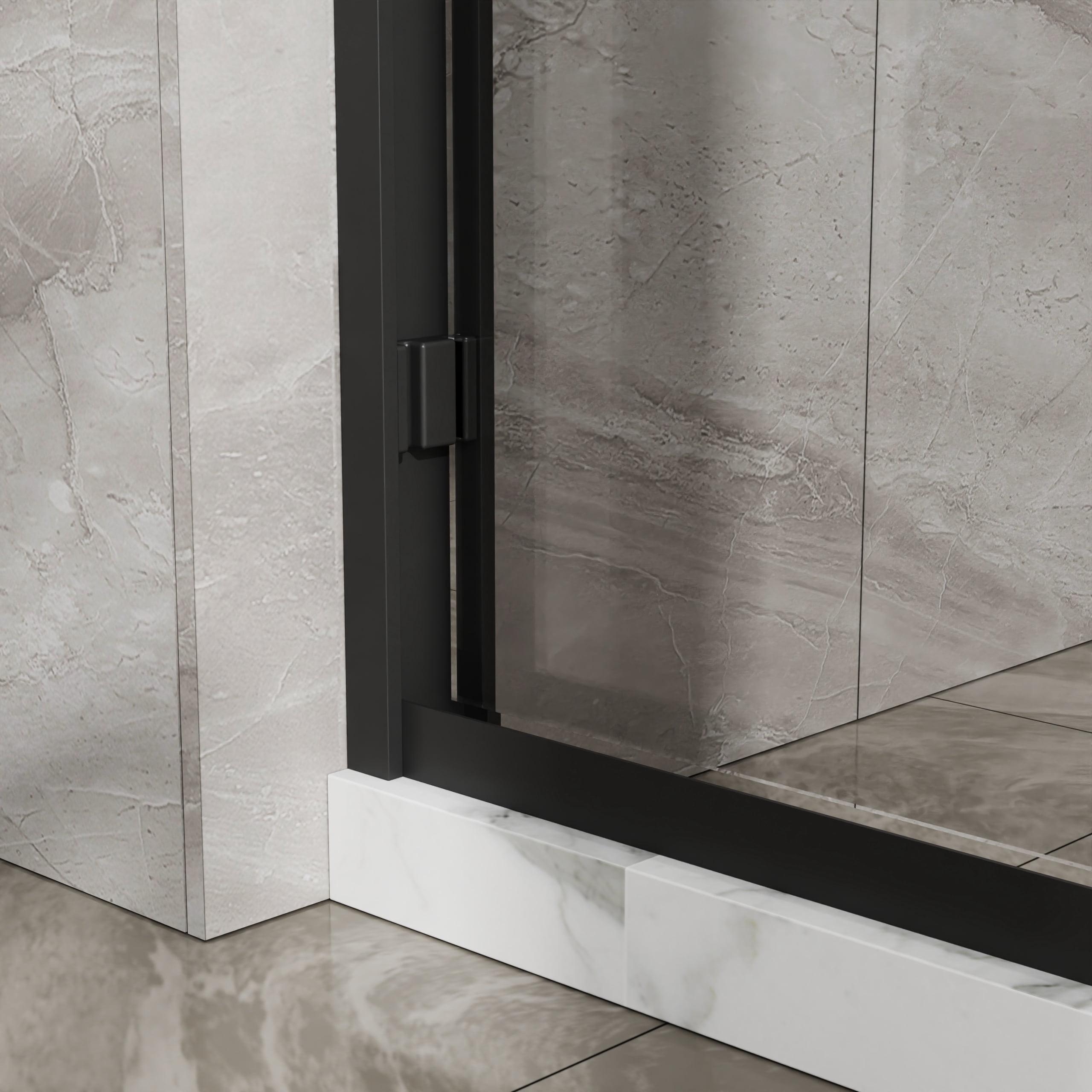 Leumius Double Sliding Glass Shower Door 60 in. W x 72 in. H,Aluminum Framed Shower Enclosure with SGCC Clear Tempered Glass, Stainless Steel Hardware, Matte Black02