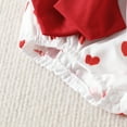 thumbnail image 6 of Otqutp Children's Girls Valentine's Day 3 Piece Suit Long Sleeve Love Printed Clothes Set Baby Cute Bodysuit Solid Color Ruffle Back Dress with Hairband(5-White,12-18 Months), 6 of 9