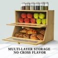 thumbnail image 4 of Bread Box for Kitchen Countertop: 2-Tier Bamboo Large Bread Storage Container,Wood Color, 4 of 12