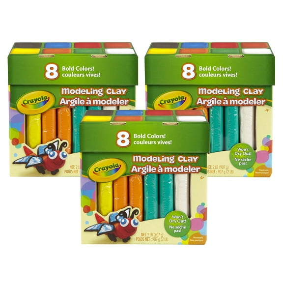 Crayola Modeling Clay, 2 lb. Jumbo Assortment, 8 Colors Per Box, 3 Boxes