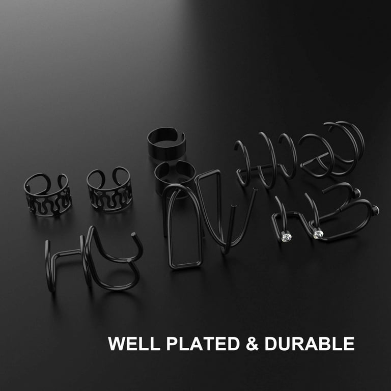 Finrezio 9 Pz Ear Cuff Orecchini Clip Orecchini per Donna Non Piercing Falso Cartilagine Orecchini Clip On Helix Wrap Orecchini Ipoallergenico Regolabile Gioielli