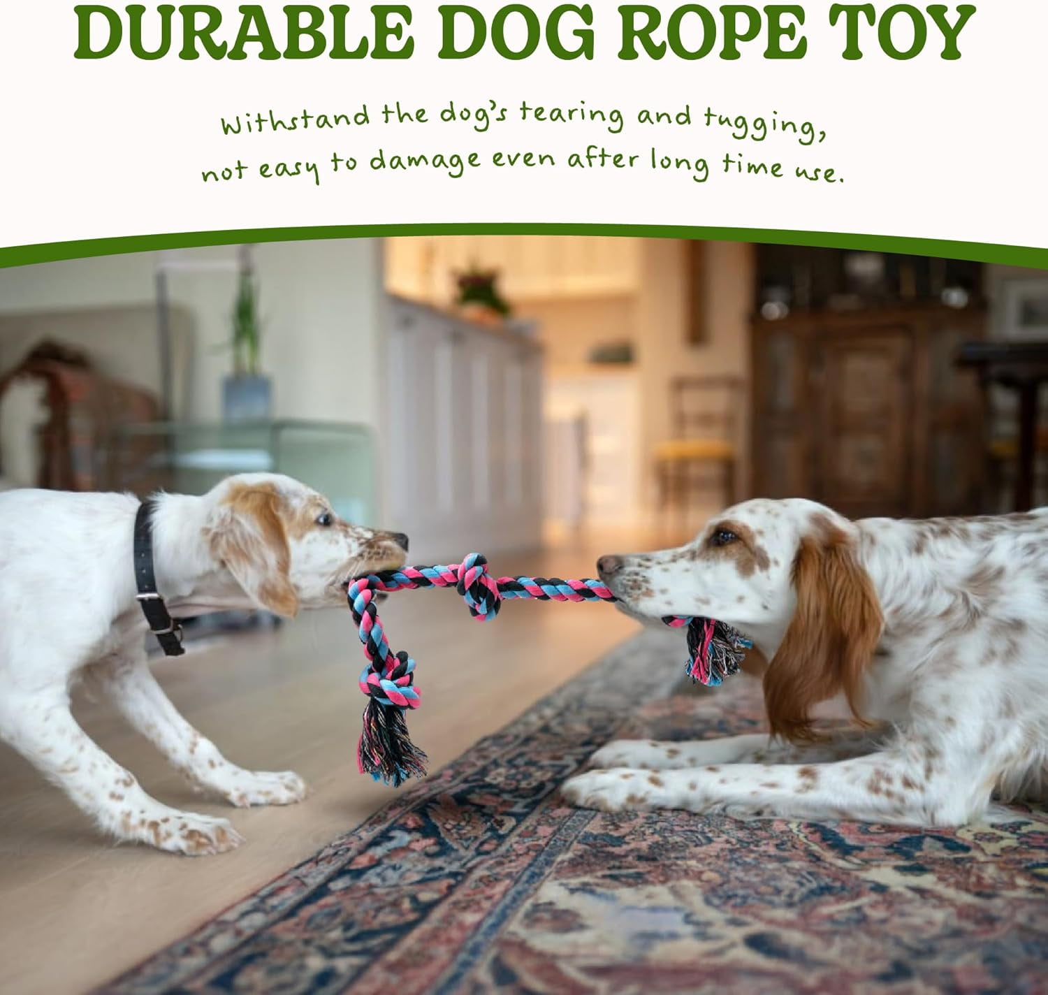 Dog Rope Toy for for Medium Dogs, Durable Cotton Dog Chew Toys for Aggressive Chewers, Interactive Tug of War Dog Toys for Medium to Large Breed
